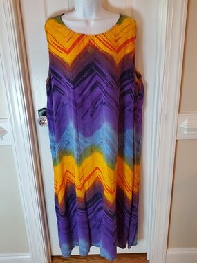 Desert Jems XL Sleeveless Sun Maxi Dress Multicolor Chevron Boho